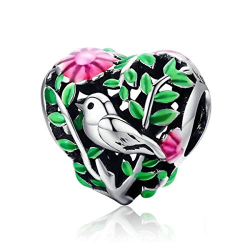 Abalorio de pájaro de plata para llevar la naturaleza en tu pulsera favorita