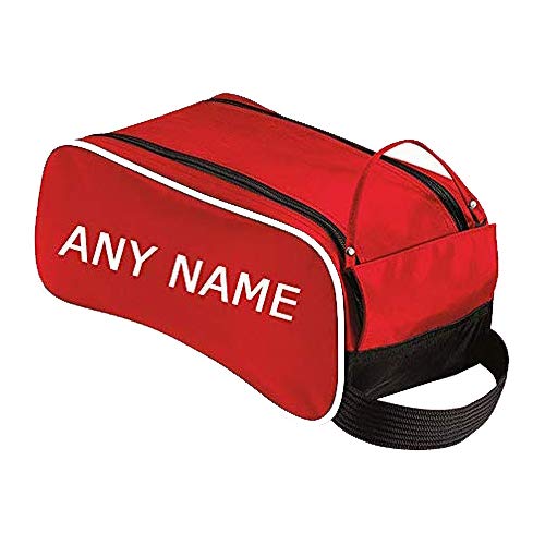 Personalised with Any Name Football/Golf/Sport Boot/Shoe/Travel Bag for Boy/Girl Men/Women. (Red, One Size)