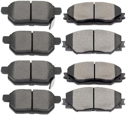 Ceramic Brake Pads Set Of 8 – Front & Rear Replacement For Pontiac Vibe, Toyota Corolla, Matrix (2003-2008 Models)