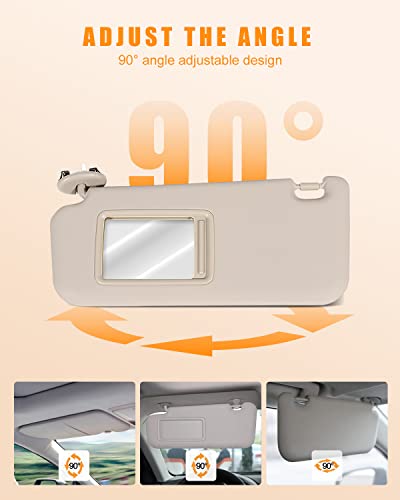 Ocpty 74320-42500-B3 Left Driver Side Beige Windshield Sun Visor Mirror Replacement Fit For 2006 2007 2008 2009 2010 2011 2012 2013 For Toyota Rav4 With Sunroof #TOP2