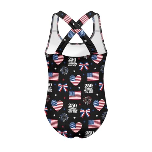Image of One Piece Swimsuit for Girls Kids Quick Dry Bathing Suit with Crossback Strap Summer Beach Swimwear Size 5T-14