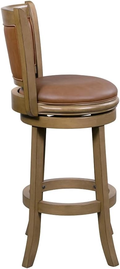 Caramel Faux Leather and Wood Swivel Counter Stool