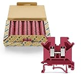 50 Pcs Red UK5N DIN Rail Terminal Blocks Ground Circuit Wide Application for 800V 41A 24-10AWG 4mm Electrical Distribution Box Connector Screw Solar Power System Project PLC Industrial Control