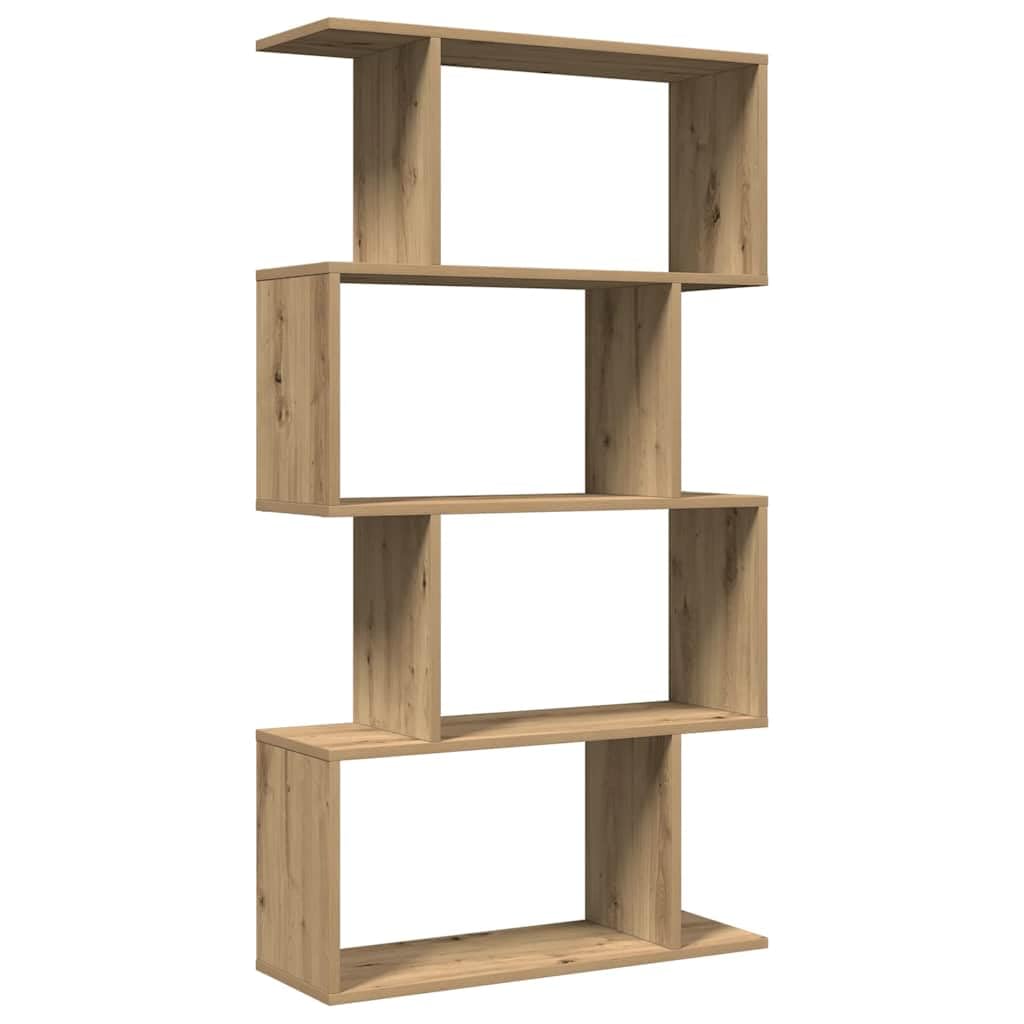 Regał na książki Artisan dąb z 4 półkami, uniwersalny organizer z materiału drewnopochodnego 70 x 24 x 129 cm, do salonu, biura, sypialni
