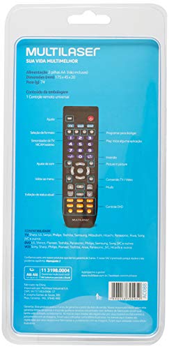 Multilaser AC088 Controle Remoto 3 Em 1 Universal, Preto