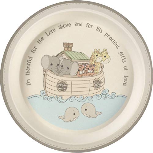 Precious Moments Overflowing With Love Noah's Ark Top Slot Porcelain Nursery Décor Baby Bank & 5 Noah's Ark Gift Mealtime Feeding Set, One Size, Multi #TOP5