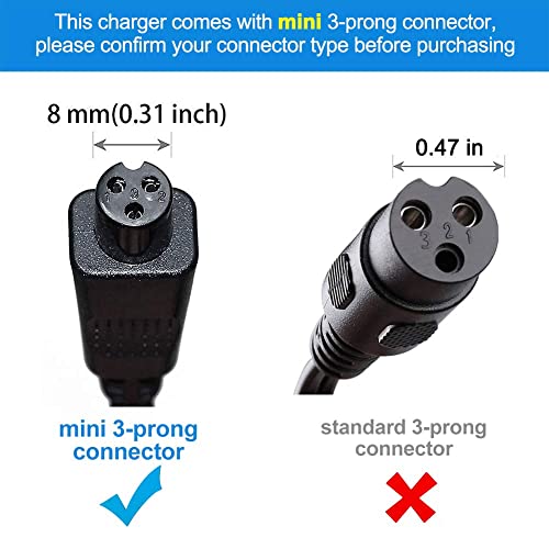 36V 42V 1A Battery Charger, Compatible With Razor Electric Scooters, Swagtron T1, T3, T6, Swagway X1, Io Hawk, Power Supply Adapter, Ul Listed, Mini 3-Prong Connector #TOP5
