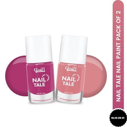 Image of Glam21 Nail Tale- Nail Lacquer|Multicolor|Quick Drying Nail Polish| Glossy Gel Finish Nail Kit | Highly Pigmented & Long Lasting | Chip Resistance|9ml Each| Pack Of 2 (Shade-05-31)