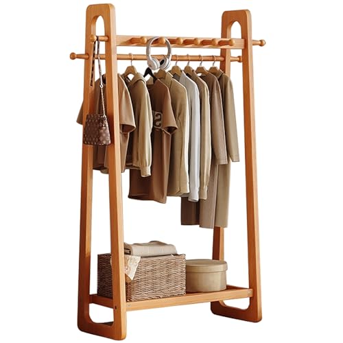 ZENSTYW Perchero De Madera,Perchero Recibidor,Burro Ropa Con Estantes,Perchas De Ropa Independientes,Puede Colgar Bufandas,Bolsos(Wood,100cm/39.4in)