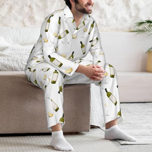 Mens Pajamas Set - Champagne Bottle And Glasses Long Sleeve Sleepwear Nightwear Pjs Lounge Pajama Sets For Men4