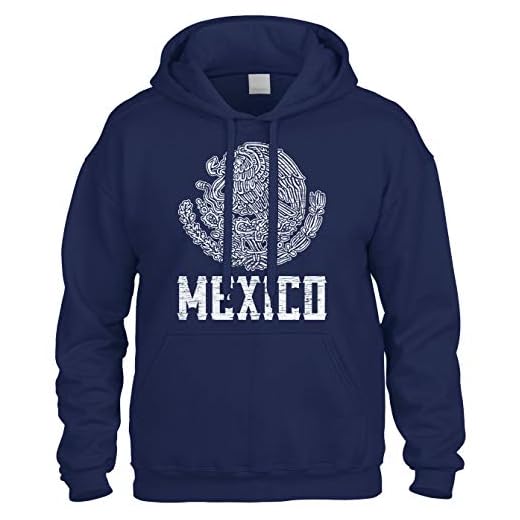 Cybertela Mexican Eagle Coat Of Arms Mexico Sweatshirt Hoodie Hoody (Navy Blue, Medium)