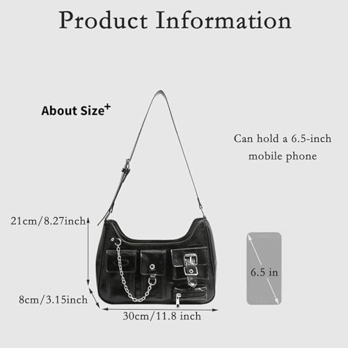 Sac à main Y2K noir avec chaîne idéal pour vos soirées branchées - 3