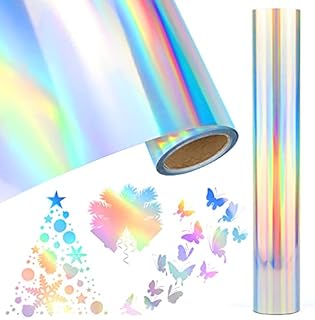 Yibang Heat Transfer Vinyl, 10ft HTV Heat Transfer Roll, Permenant Chrome Roll Transfer Paper for DIY Kids Clothes Crafts Decals Stickers Phone Case DIY Christmas Decoration