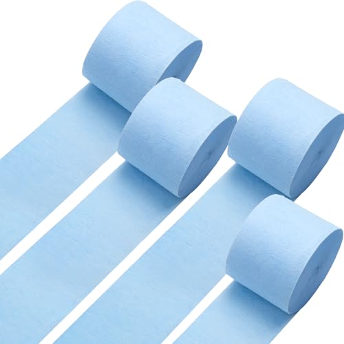 Image of GCB Blue Crepe Paper Streamers for Party Decorations 4 Rolls 328ft,Blue Crepe Paper for Wedding Decorations, Birthday Decorations, Baby Shower Decors Art Crafts DIY Supplies (1.8 Inch x 82 Ft /Roll)