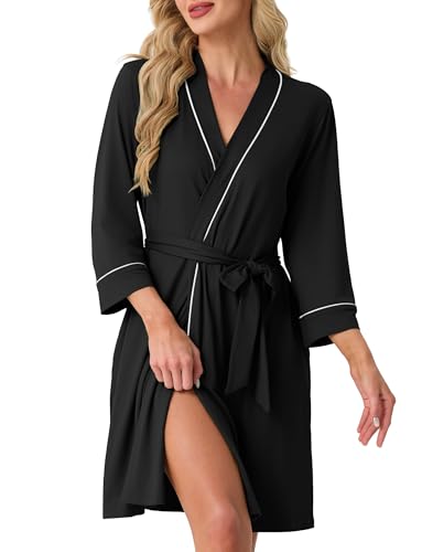 PrinStory Womens Robe Knee Length Knit Bathrobe Lightweight Soft Ladies...
