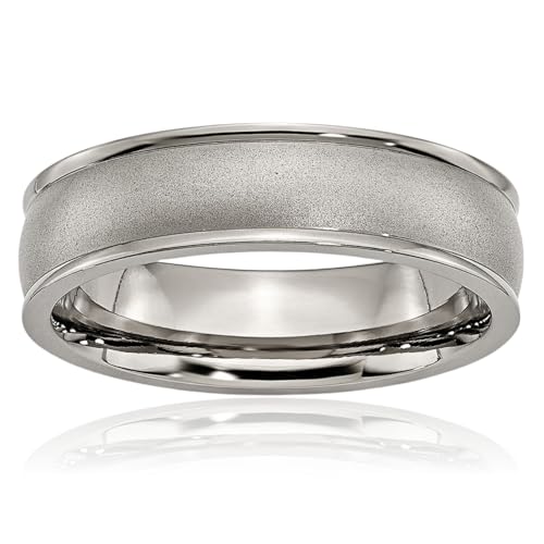 IceCarats Titanium 6mm Ridged Edge Plain Classic Wedding Band Ring