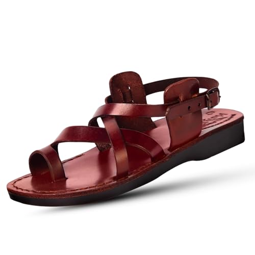 Image of Holy Land Market Men /Women Biblical Jesus Leather Sandals /Slides From Jerusalem (Jesus Style I)