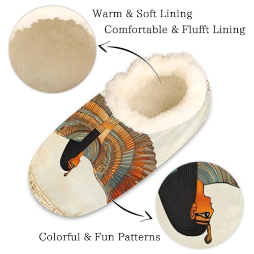 Ancient Religion Egyptian Parchment Texture House Slippers for Women Men, Fuzzy Warm Slippers Slipper Socks2