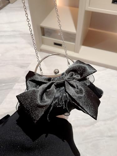 Image of Verdusa Women's Bowknot Evening Bag Ruched Clutch Purse Party Handbag with Chain Strap