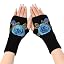 Blue Flower-black Gloves