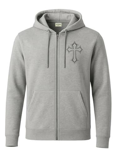 Image of ADRO Men's Regular Fit Zip-Up Hoodie for man | 320 GSM Cotton Poly Fleece Zipper Sweatshirt with Soft Fabric & Printed Hoodies