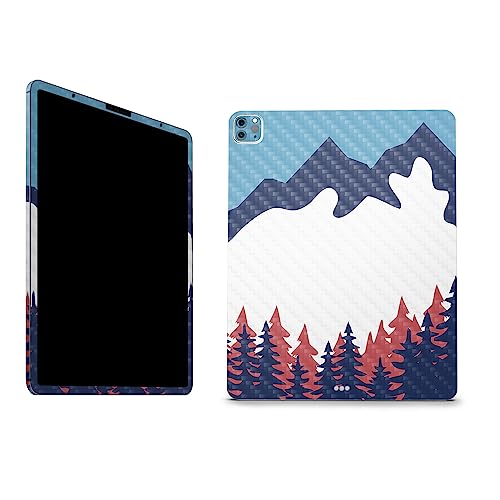 Image of MightySkins Carbon Fiber Skin Compatible with Apple iPad Pro 12.9 inch M2 6th Gen (2022) Full Wrap Kit - Winter Scape | Protective, Durable Textured Carbon Fiber Finish | Easy to Apply | Made in The USA