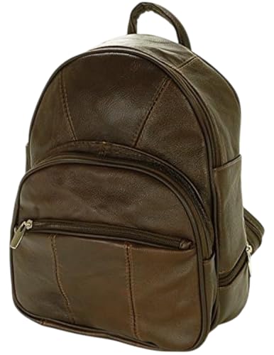Leather Backpack Purse Mid Size & Convertible into single strap sling Bag or Backpack wearing Multiple Organizer Pockets Dark Brown