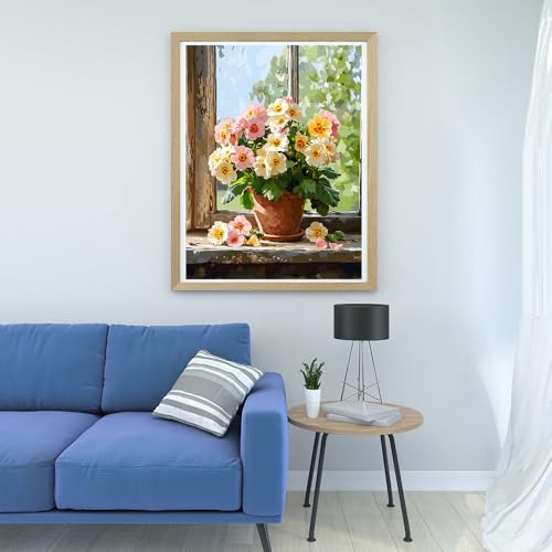 Image of Moohue Art Crafts 14ct Counted Cross Stitch Patterns Kits Flowers Printed Stamped Cross Stitch Kits for Adults Needlepoint Kits (Beautiful Flowers)