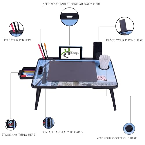 Image of Study Table Bed Table Premium Laptop Table /Foldable and Portable Wooden /Writing Desk for Office /Home /School (B Spider)