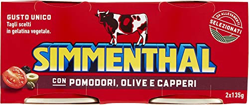 Simmenthal con Pomodori Olive e Capperi Plato preparado de ternera en jalea de verduras Carne enlatada con tomates, aceitunas y alcaparras (2 x 135g)