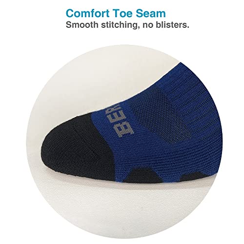 Bering Men's Athletic Ankle Socks For Workout, Running, Tennis, Size 9-12, Navy Blue, 6 Pairs #TOP7