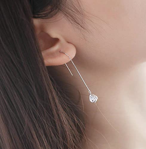 Reffeer 925 Sterling Silver Cz Droplet Dangle Earrings Threader For Women Girls Crystal Dangle Earrings Tassel Chain (A-Silver) #TOP2