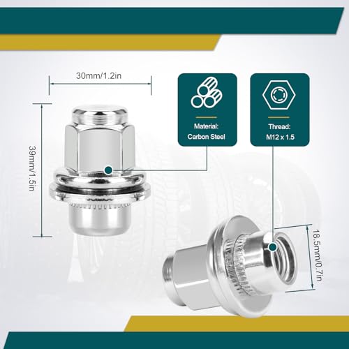 20Pcs Wheel Nuts Set Replacement for Jaguar F-Type, S-Type, X-Type, XF Series, XJ X350/X351/X358, XK/XKR Series, M12 x 1.5 Wheel Lug Nuts