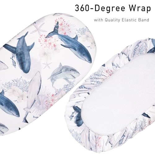 Image of Gllquen Baby Bassinet Sheets 2-Pack for Baby Girl Boy Sea Turtle
