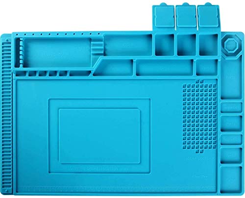 Image of Soldering Mat 500 ℃ Heat Insulation Silicone Repair Mat with Scale Ruler and Screw Position Non-slip Odorless Electronic Repair Mat for Soldering Iron, Phone and Computer - 17.7x11.8 Inches