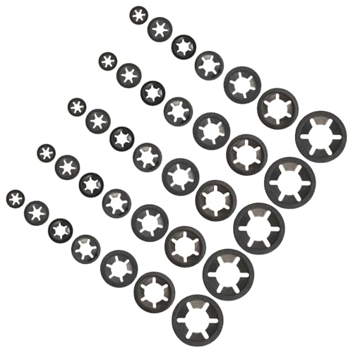 GARVALON 210pcs Carbon Steel Plum Locking Washer Assortment M3-m12 Bearing Clip Rings for Industrial Fastening and Machinery Assembly