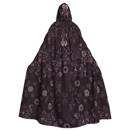 WZYCWB Capa con capucha estampada de tela de encaje morado para Halloween, fiesta rave y reunión familiar
