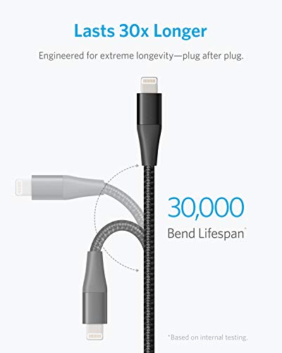 Image of Anker Powerline+ II, USB A to Lightning Cable,MFi Certified for Flawless Compatibility with iPhone 11 Series SE /Xs /XR, and More(3FT+6FT+10FT,3 Pack,Black)