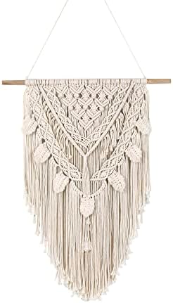 Boho-Chic Macrame Wall Hanging Decor, Handmade Geometric Tapestry with Long Tassel, Perfect for Decorating Your Dorm, Bedroom, Apartment or Home, 24 x 32 inches