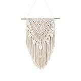 Boho-Chic Macrame Wall Hanging Decor, Handmade Geometric Tapestry with Long Tassel, Perfect for Deco