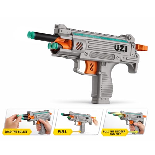 Image of Toy Gun for Boys 7-14 Years Soft Foam Dart Blaster with 5 Suction Darts, Auto Rotate Uzi Style Blaster Gun, Manual Air Gun Pistol for Kids, Target Shooting Toy for Indoor Outdoor Play