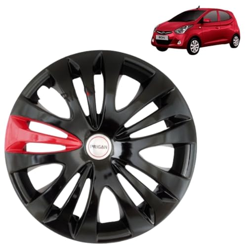 Image of Prigan Hyundai EON (D-Lite Only) Black Red Wheel Cover 12 inch for Hyundai EON (Set of 4 Pcs) (Press Fitting) Model- Camry Red 12