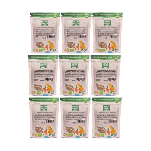 NaturGreen - Lino, Trigo Sarraceno, Coco y Blueberry Bio, Pack 9 x 150 g, Mix Ecológico Rico en Fibra, Sin Azúcares Añadidos, Fuente de Energía Natural, Vegano y Sin Lactosa