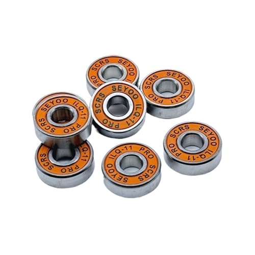 LOPAKACTAG 8Pcs 608 RS Bearing ILQ-11 8x22x7 Green Longboard Speed Inline Skate Wheel Scooter Smooth(608 ILQ-11 Orange)