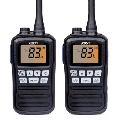 Image of KSUN Handheld Two-Way VHF Marine Radio, NOAA Weather, Portable Marine Radios, Floating IPX7 Waterproof, International Channel, Vibration Drainage, Boat Two Way Radio Gift for Kayak Fishing, 2 Pack