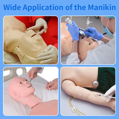 Image of Medical Mannequin for Training, Male-Female Patient Care Medical Manikin Highly Simulated CPR Human Manikins with 3 Muscle Module & Patient Gown & Urinary for Teaching Pratice