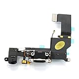 GG MALL Black Dock Connector Headphone Audio Charging Data USB Port Flex Cable for iPhone 5S