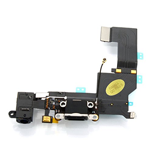 GG MALL Black Dock Connector Headphone Audio Charging Data USB Port Flex Cable for iPhone 5S