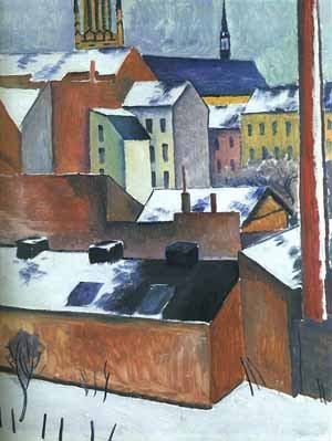 Reproduction de St Marys in The Snow de Macke, peinture à l'huile d'art haut de gamme 36x48