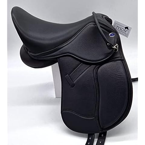 Pony Shetty Ledersattel Monoblatt weich 14 o 15 Zoll Schwarz Leder + 5 Kopfeisen = verstellbar u veränderbar. Tysons Ponysattel (15 Zoll) Cover